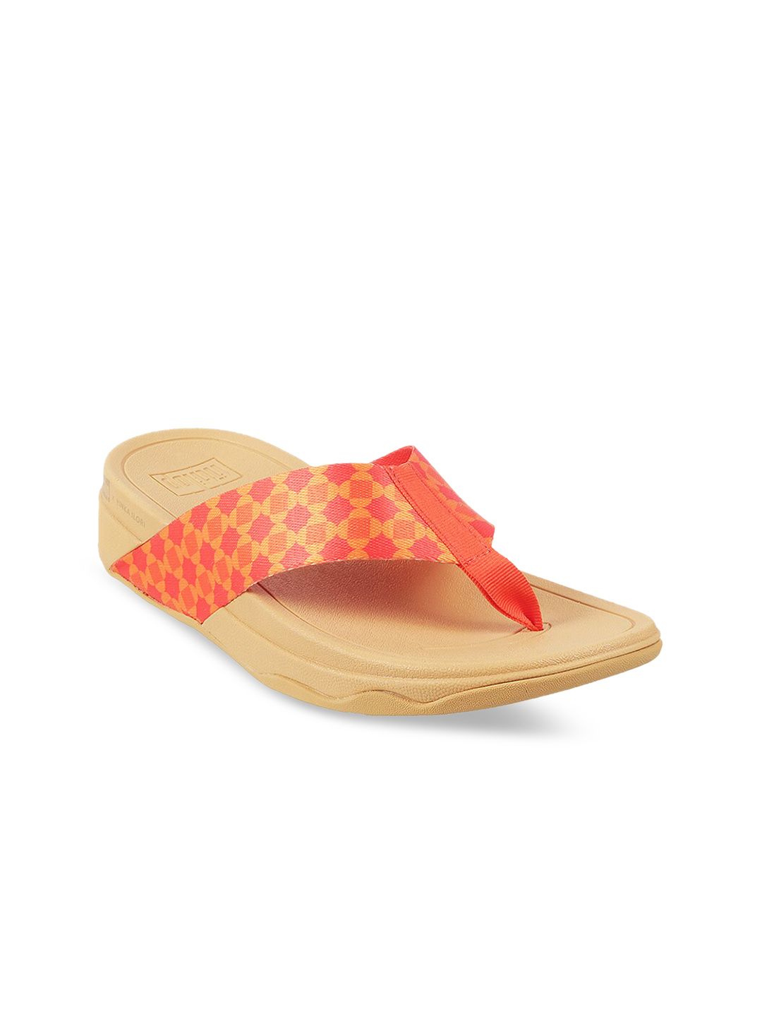 fitflop Orange Printed Wedge Mules Price in India