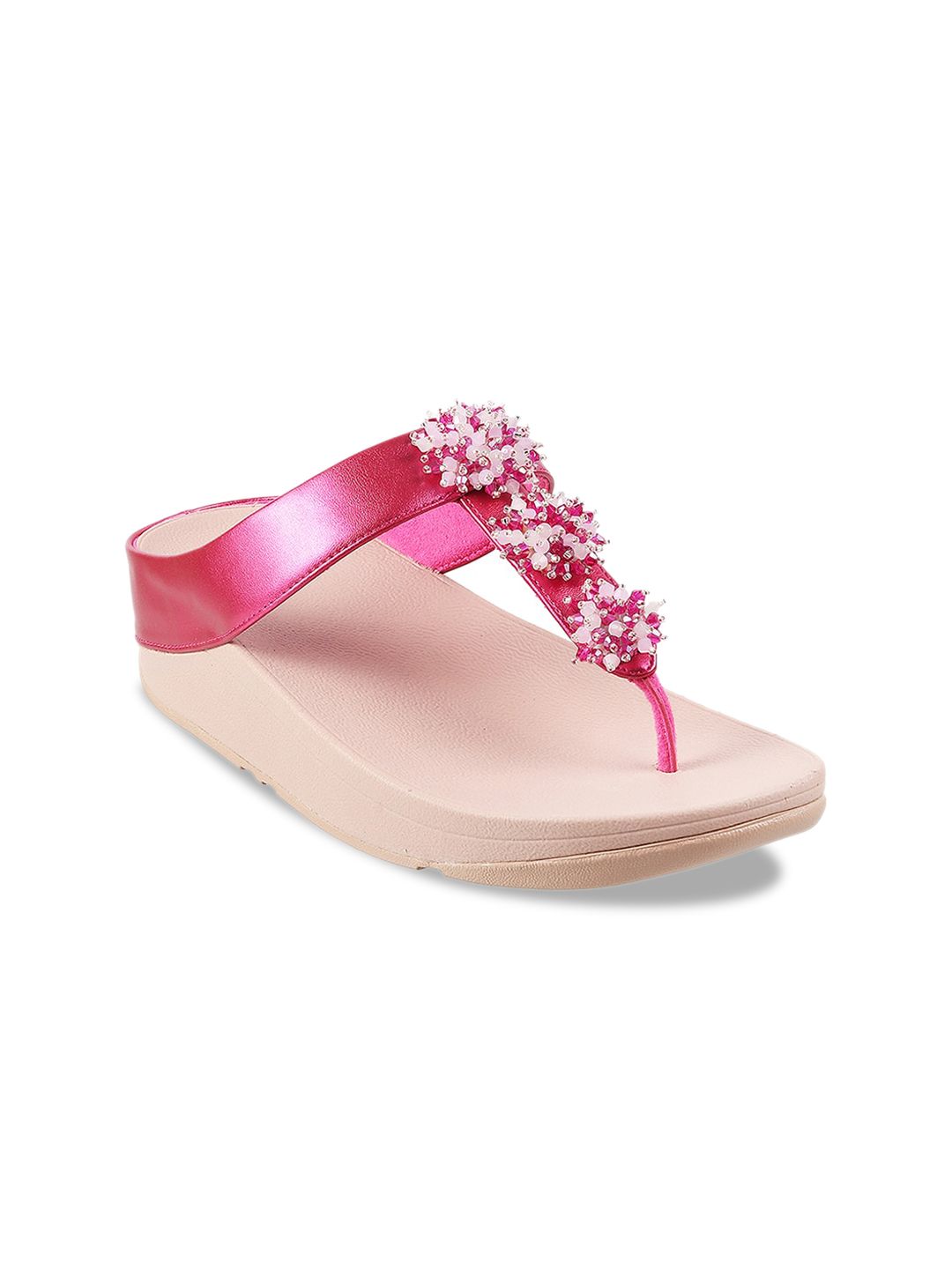 fitflop Pink Embellished PU Wedge Pumps Price in India