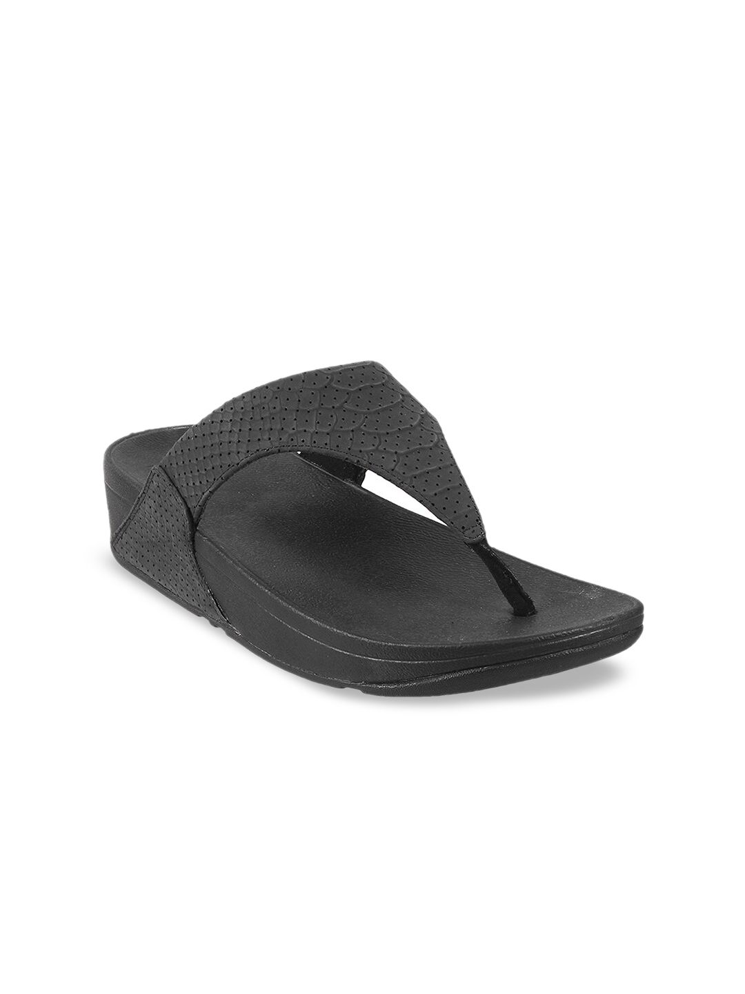 fitflop Black Embellished Leather Wedge Sandals Price in India