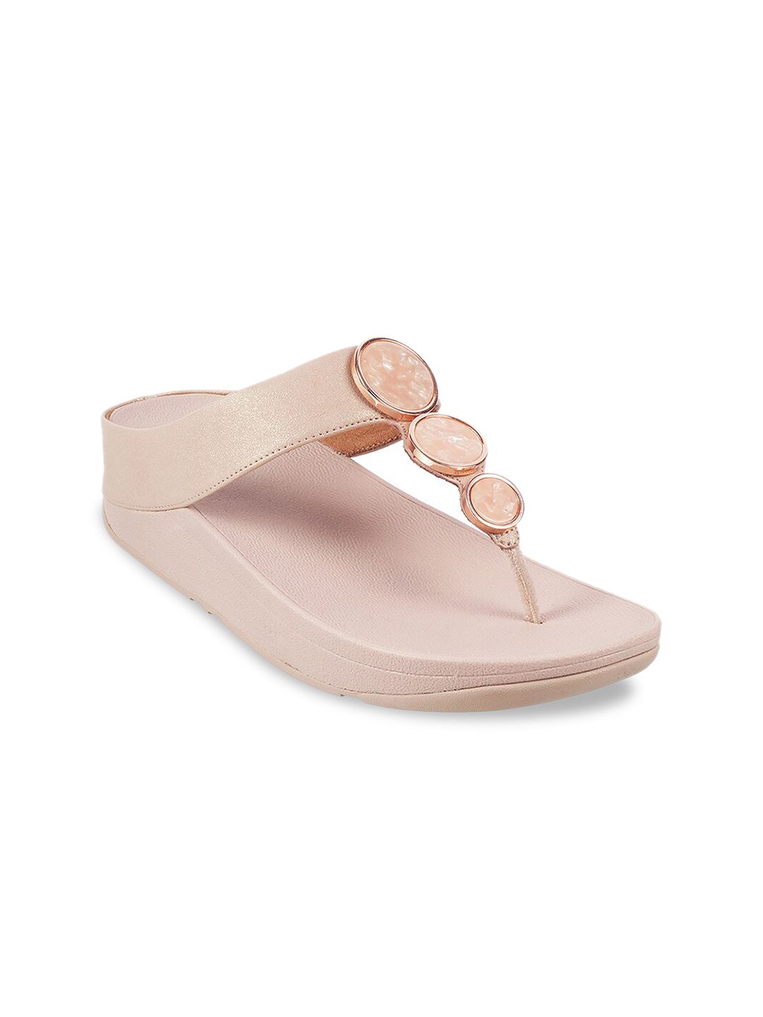 fitflop Beige Embellished PU Comfort Sandals Price in India