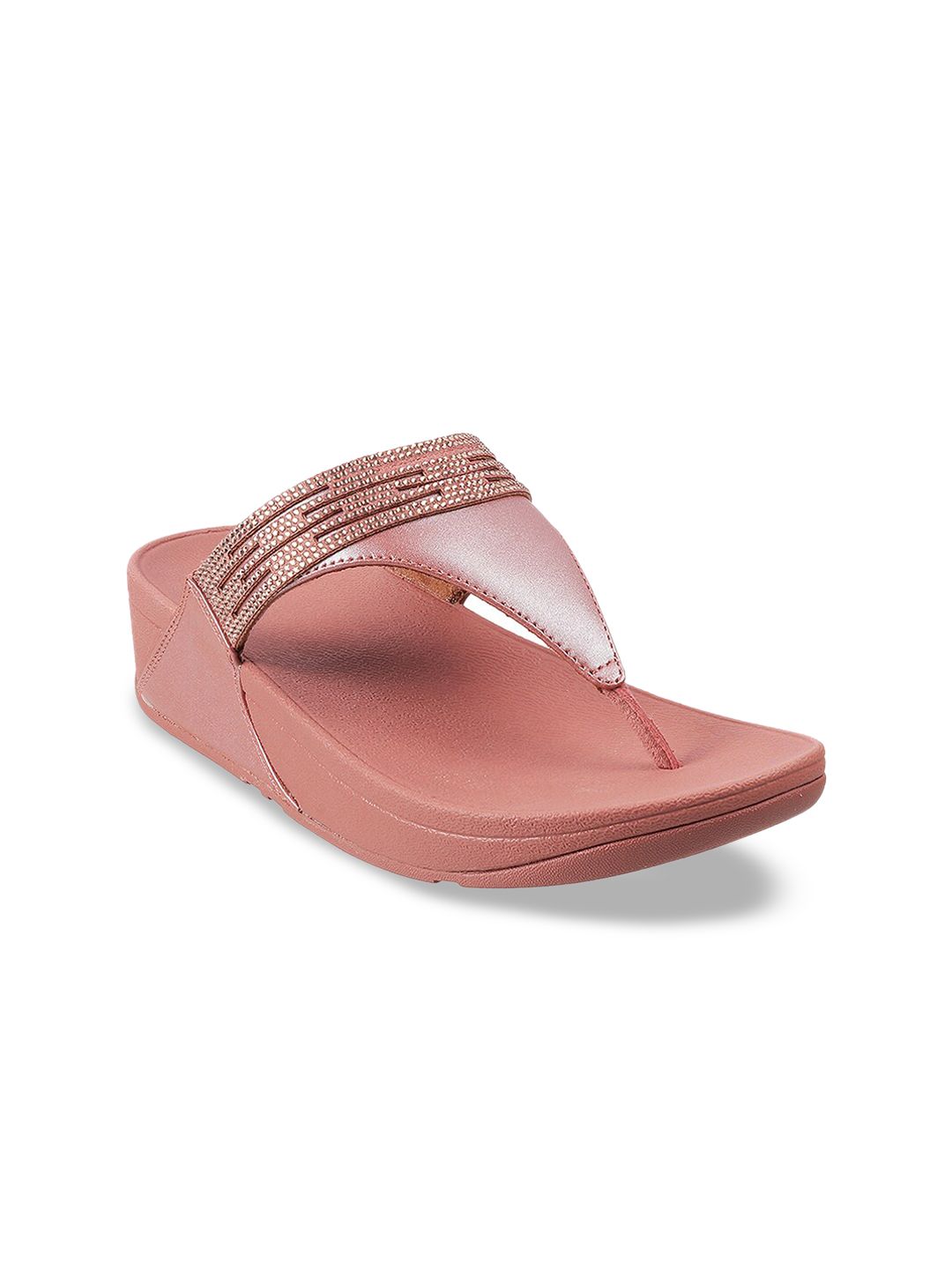 fitflop Pink Embellished Leather Wedge Sandals Price in India