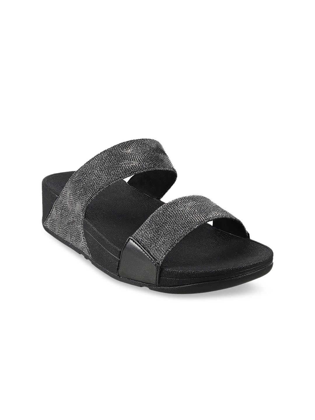 fitflop Black Embellished PU Wedge Sandals Price in India