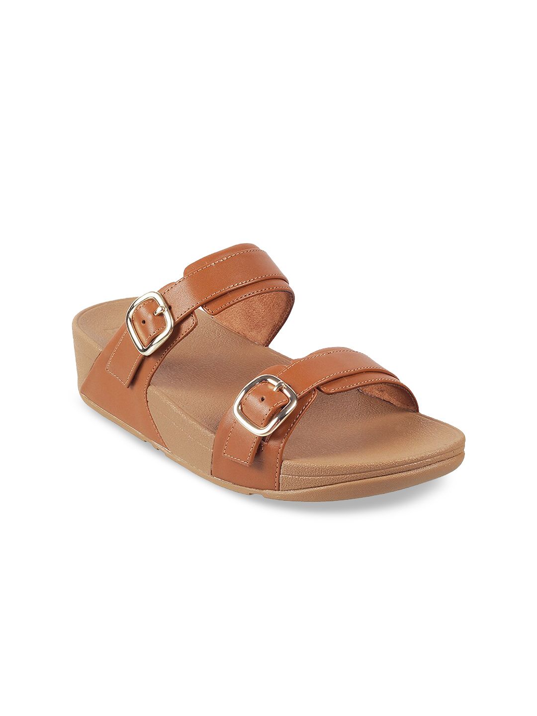 fitflop Tan Flatform Sandals with Buckles Price in India