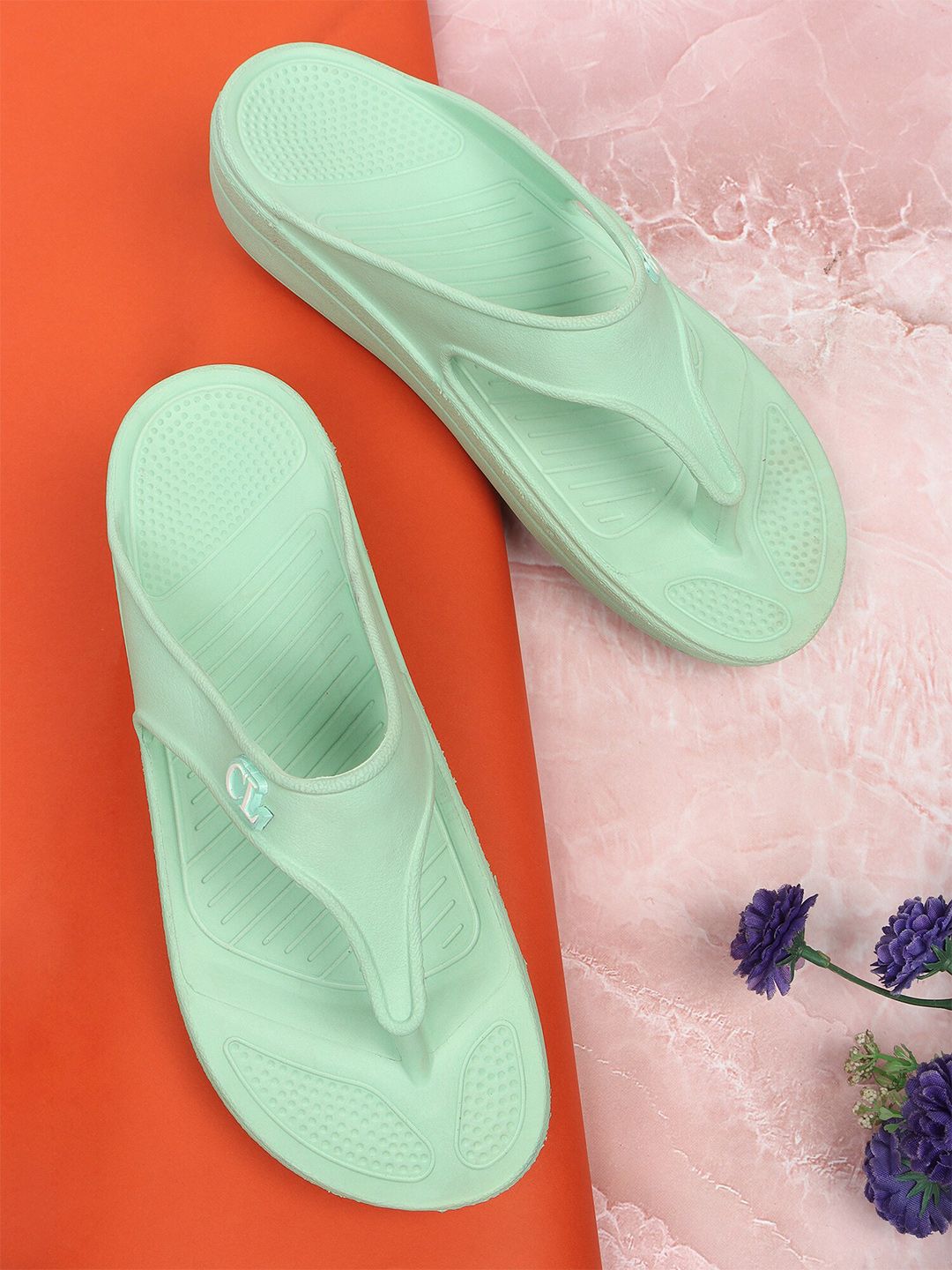 Carlton London Women Green Croslite Thong Flip-Flops Price in India