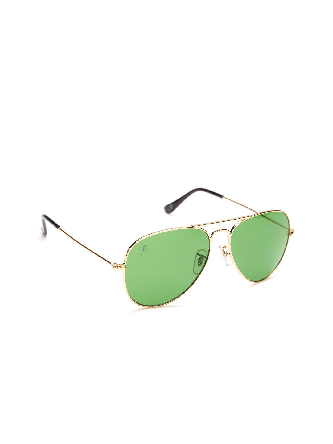 MTV Unisex Green Lens & Gold-Toned Aviator Sunglasses with UV Protected Lens Price in India