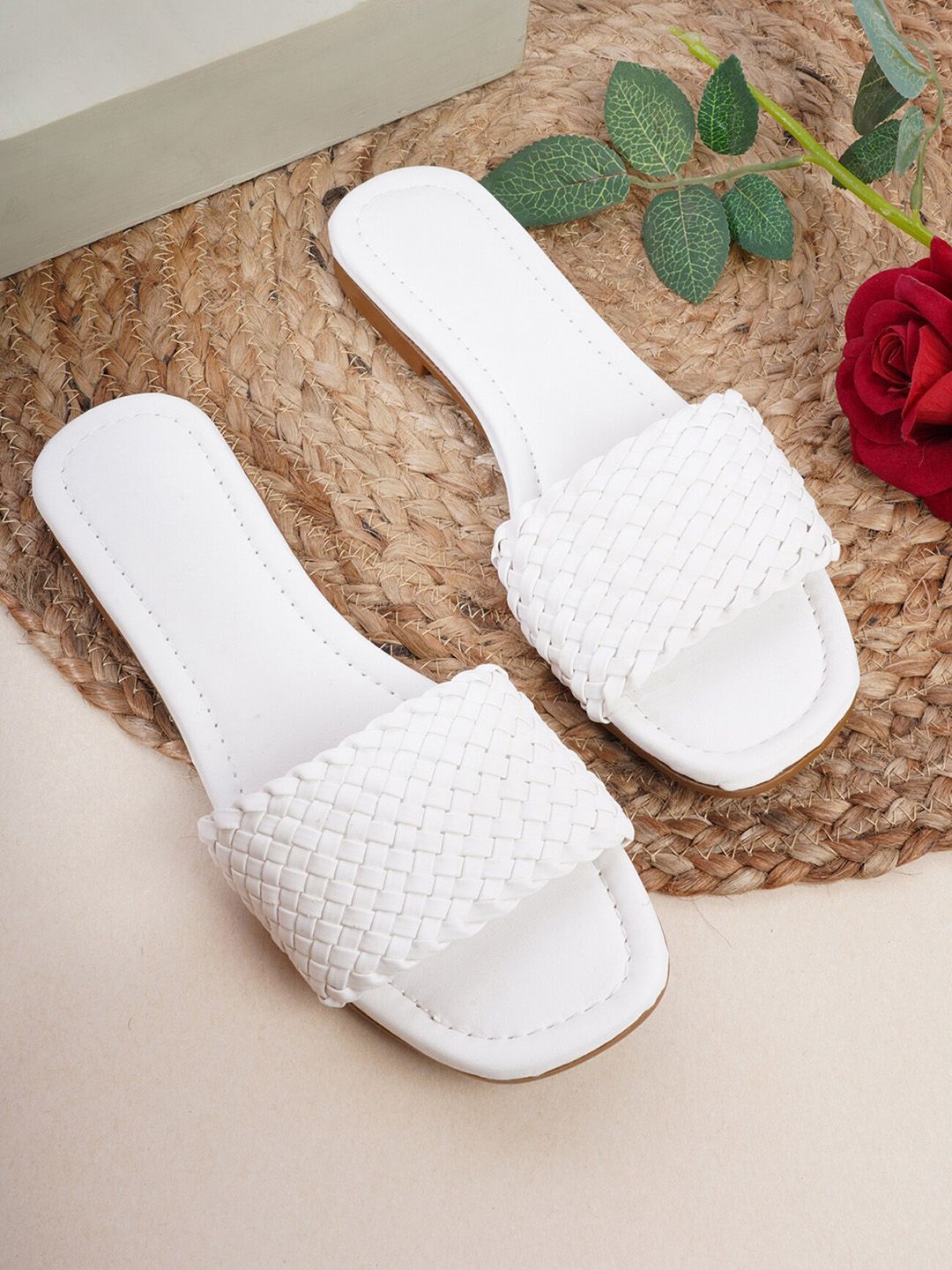 SAPATOS Women White Open Toe Flats Price in India