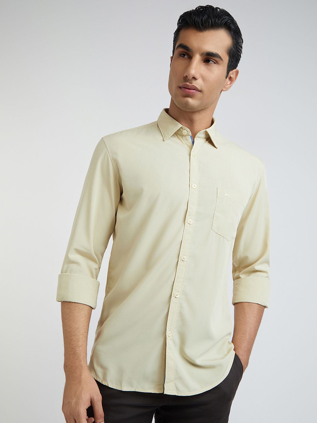Parx Men Beige Slim Fit Casual Shirt
