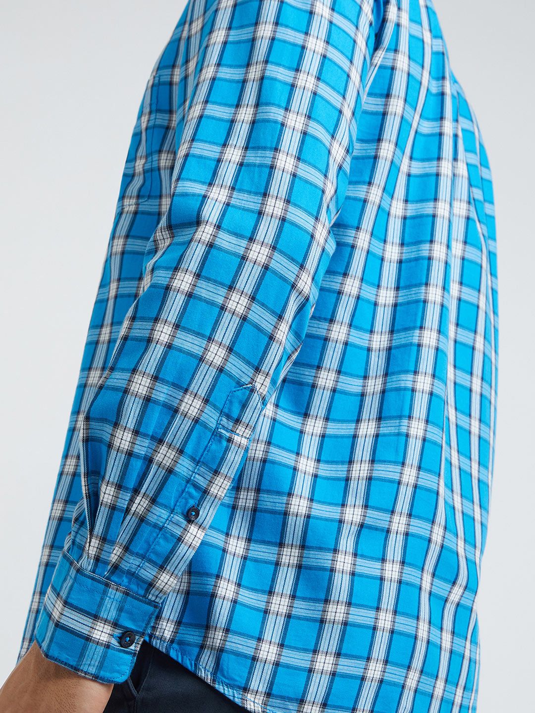 Buy Parx Men Blue Slim Fit Tartan Checks Checked Casual Shirt