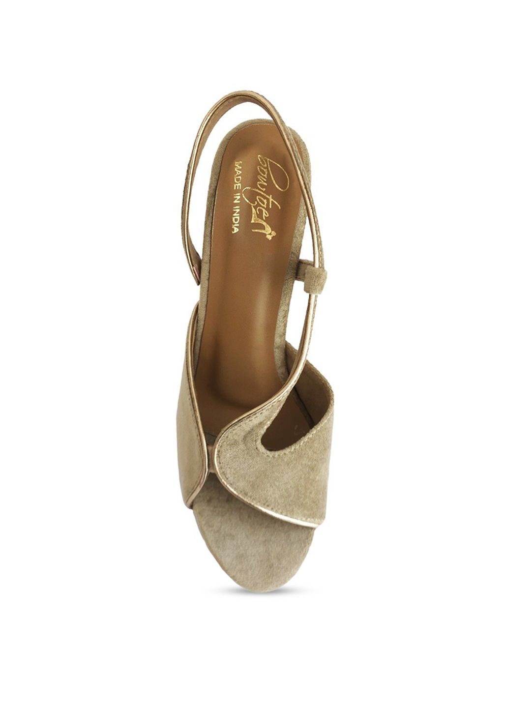 Bowtoes Khaki Embellished Peep Toes Price in India