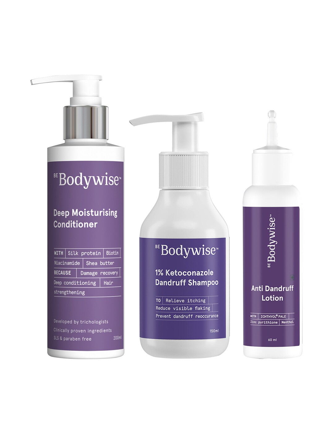 Be Bodywise Dandruff Control Kit - Shampoo 150ml - Conditioner 200ml - Hair Lotion 60ml Price in India