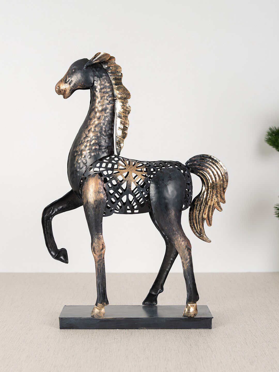 HomeTown Black Mania Turksh Running Horse Figurine Showpiece Price in India