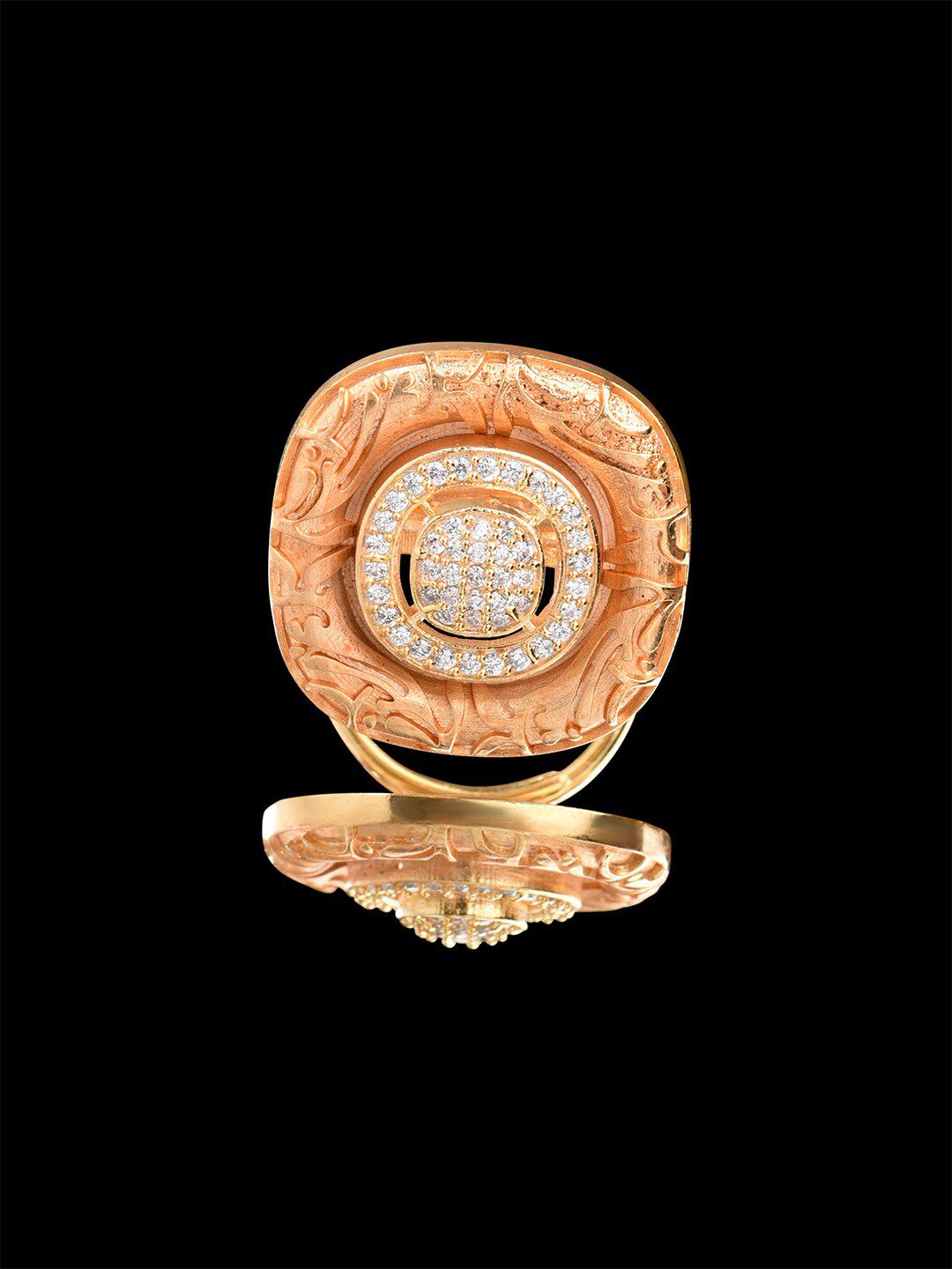 Fida Rose Gold-Plated AD Studded Finger Ring Price in India