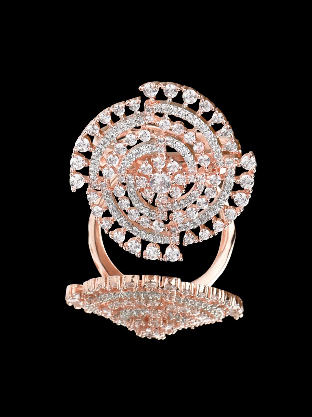 Fida Rose Gold-Plated American Diamond Studded Finger Ring Price in India