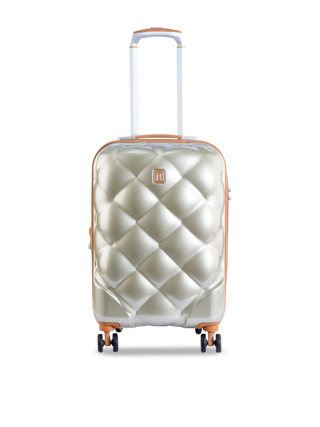 IT luggage Champagne-Toned Textured Hard-Sided Cabin Trolley Bag Price in India