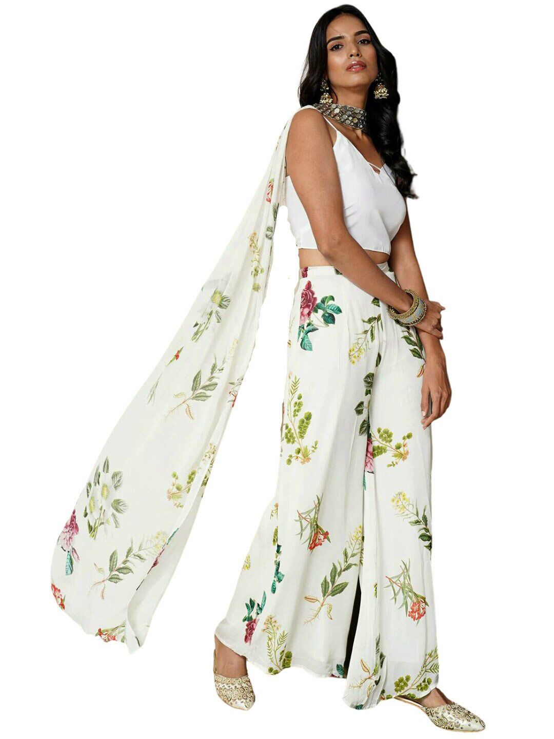 Alaya By Stage3 White & Green Printed Dupatta Price in India