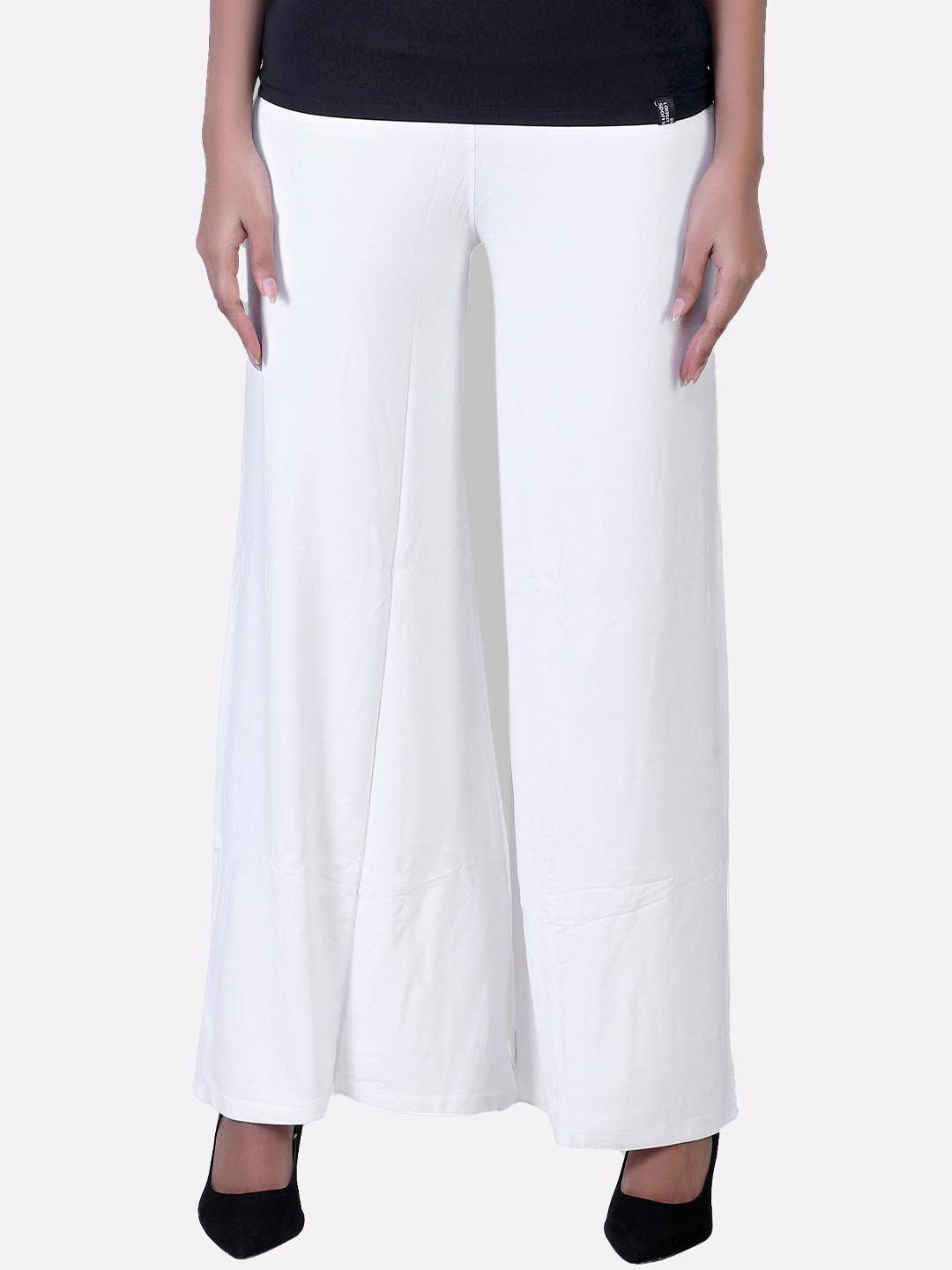 LAASA SPORTS Women Off White Knitted Palazzos Price in India