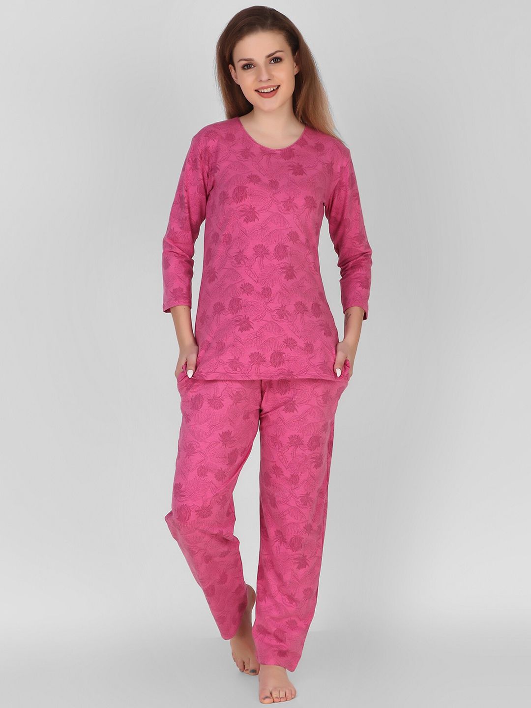 Keepfit Women Pink Printed Night suit Price in India