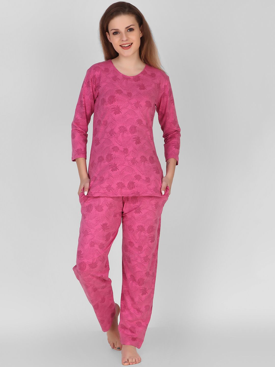 Keepfit Women Pink Printed Night suit Price in India