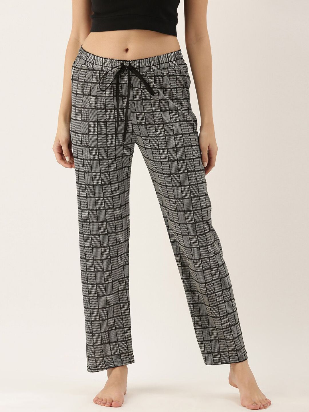 Bannos Swagger Women Black Checkered Lounge Pants Price in India