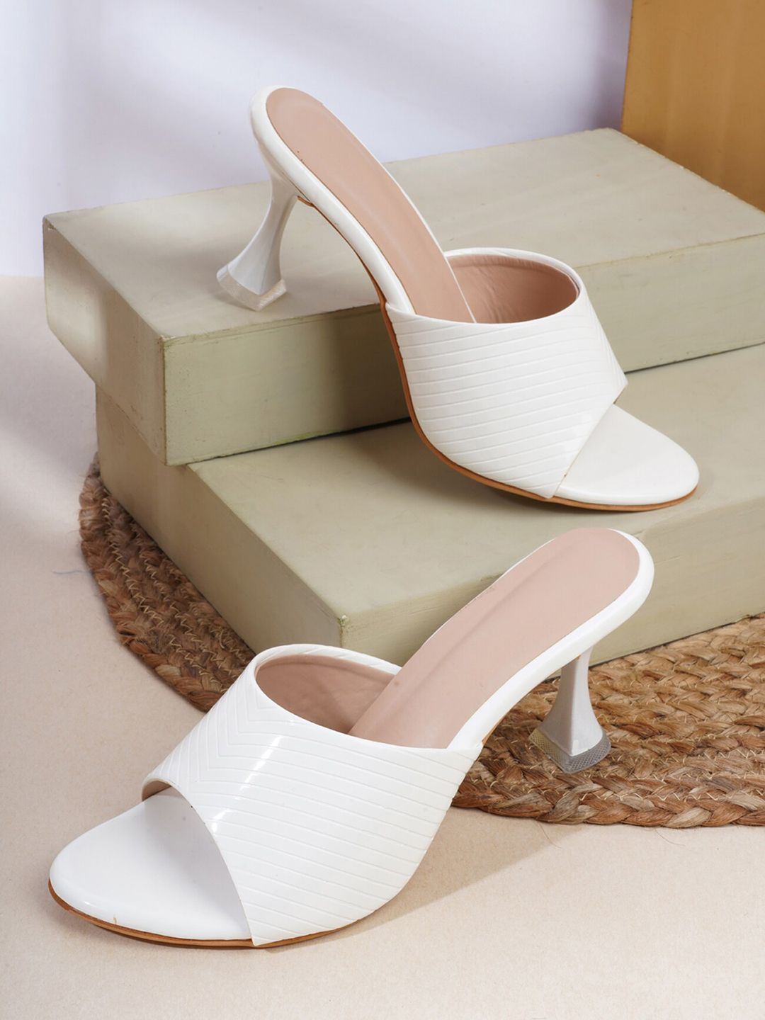 SAPATOS White Block Sandals with Buckles Price in India