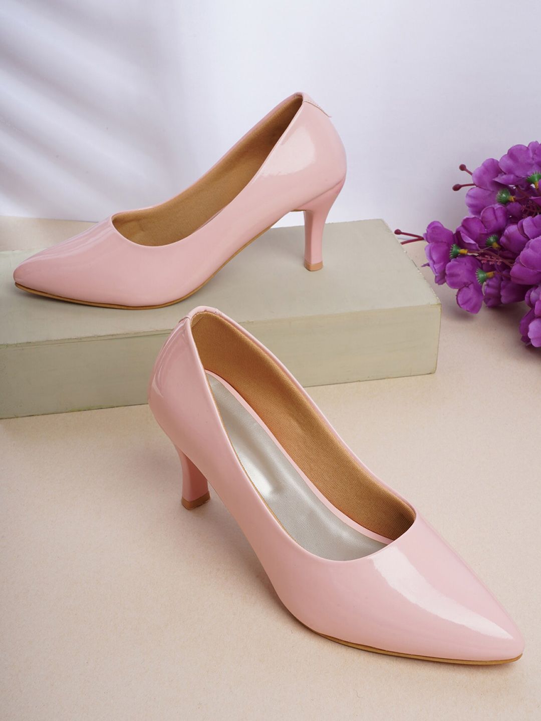 SAPATOS Pink Embellished Stiletto Pumps Price in India