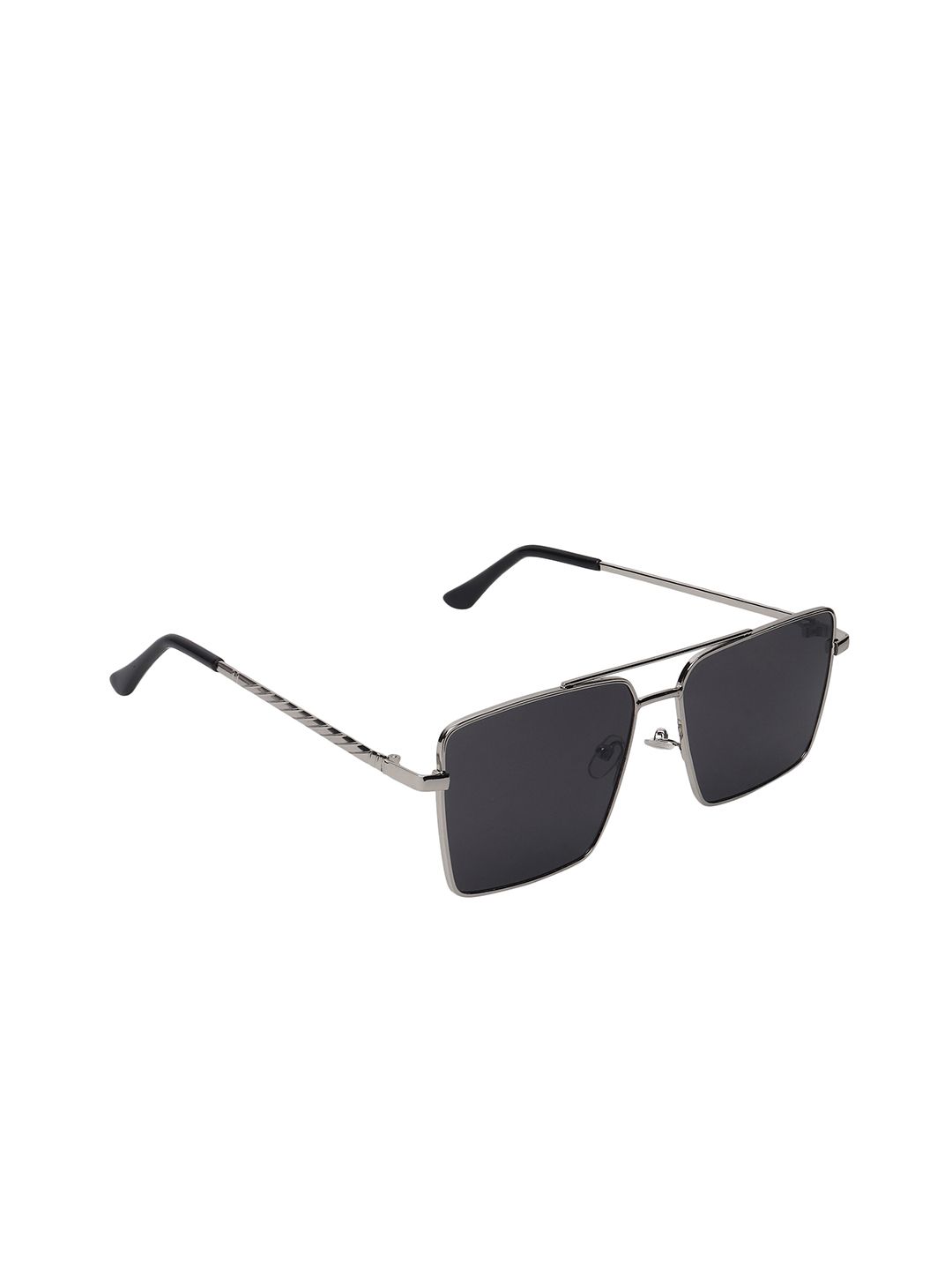 SCAGLIA Unisex Black Lens & Silver-Toned Browline Sunglasses with UV Protected Lens Price in India