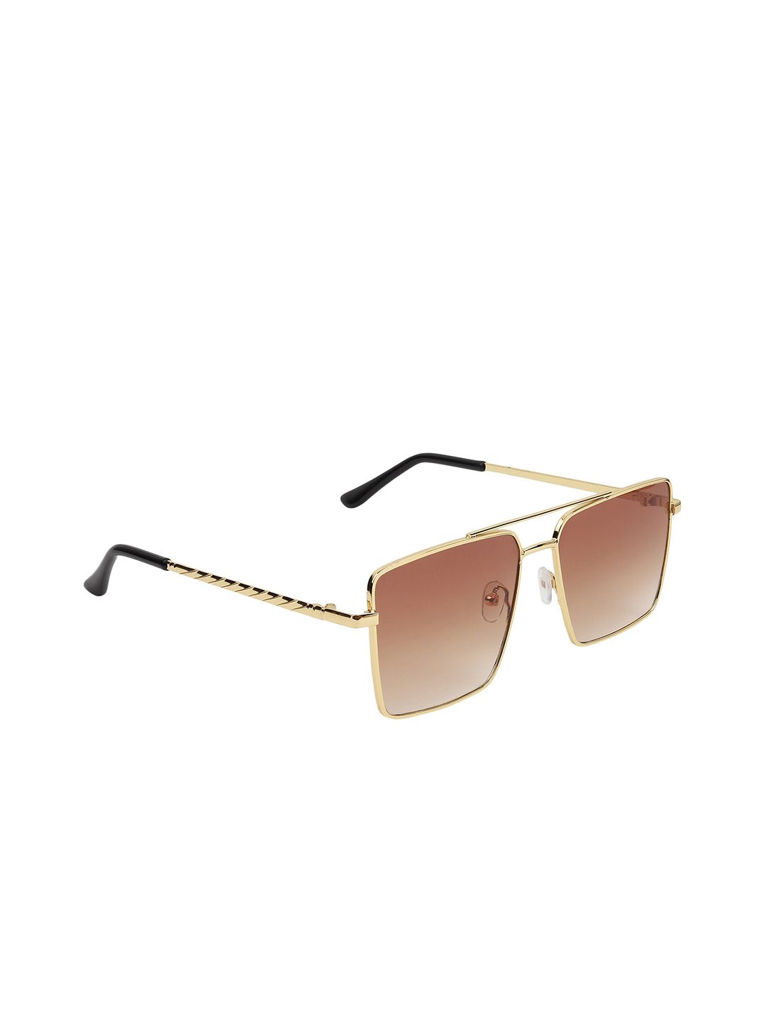 SCAGLIA Unisex Brown Lens & Gold-Toned Wayfarer Sunglasses with UV Protected Lens Price in India