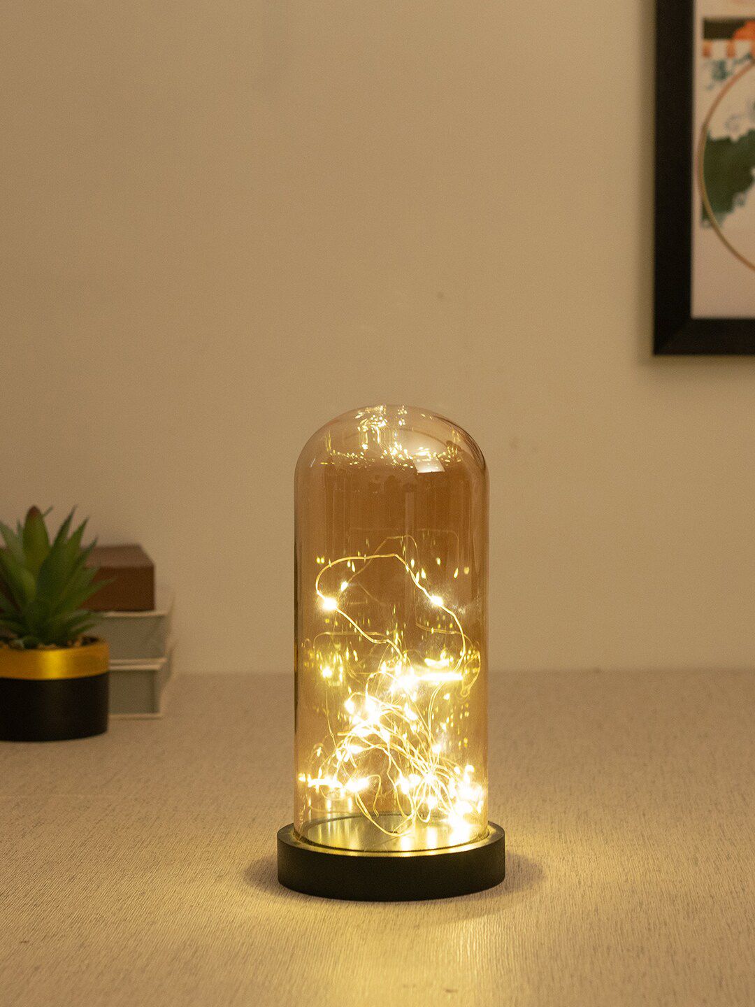 HomeTown Black Textured Led Light Table Lamps Price in India