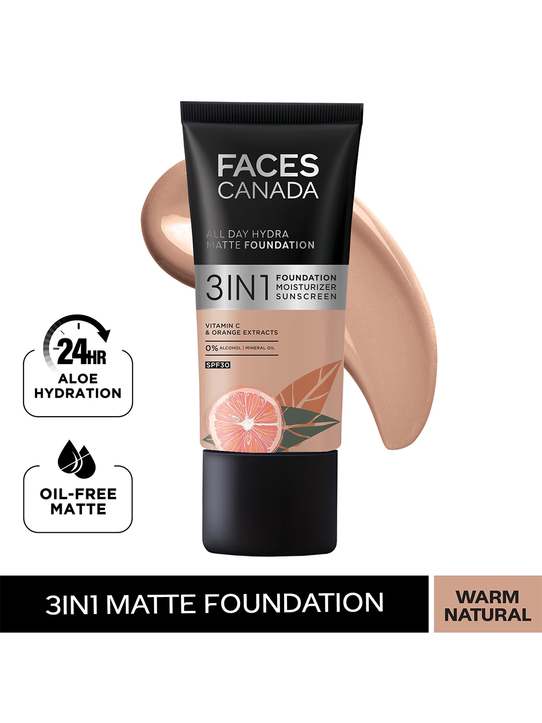 FACES CANADA All Day Hydra Matte 3 in 1 Matte Foundation Warm Natural 021 Price in India