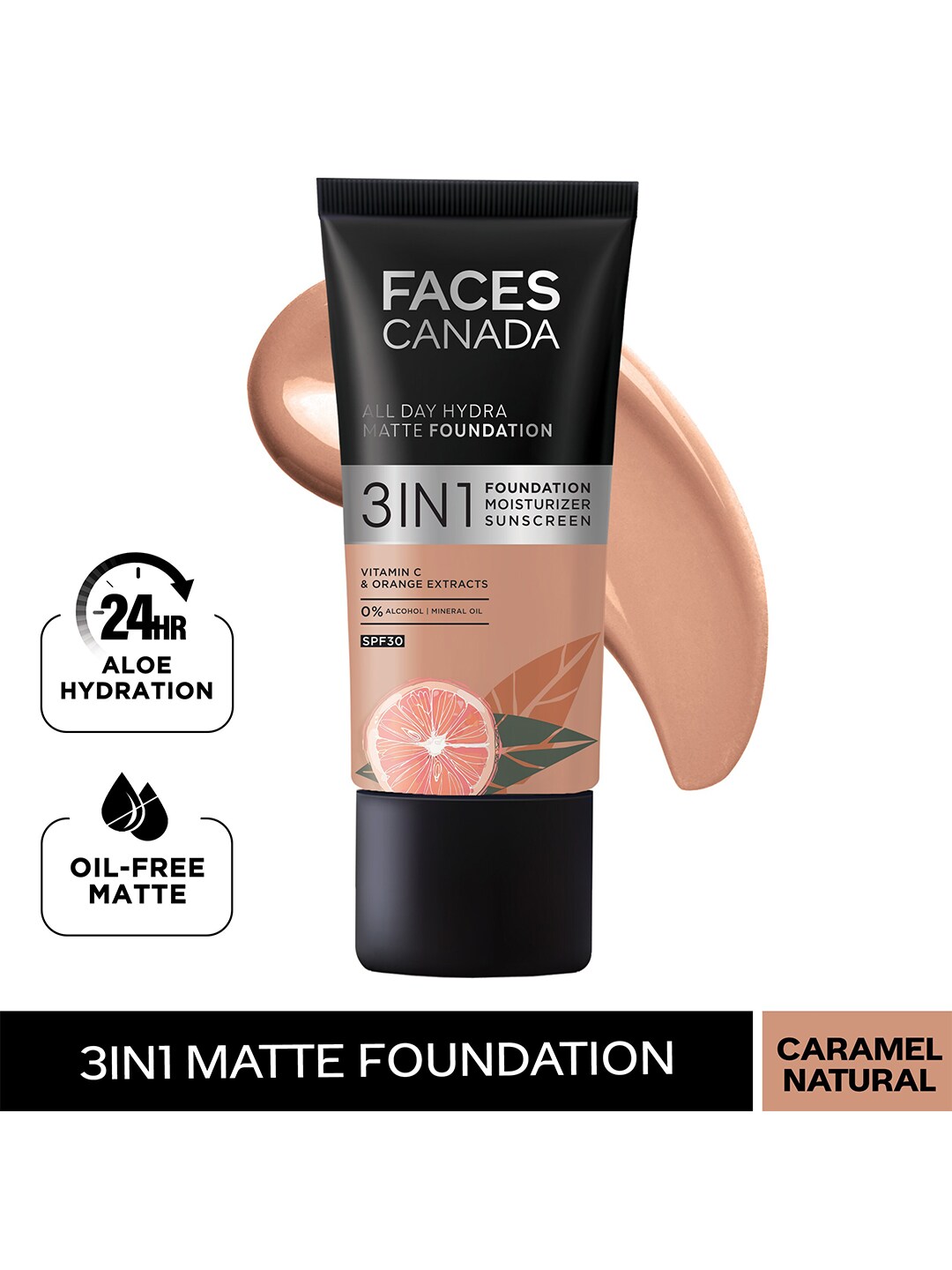 FACES CANADA 3-in-1 All Day Hydra Matte Foundation 25 ml - Caramel Natural 023 Price in India