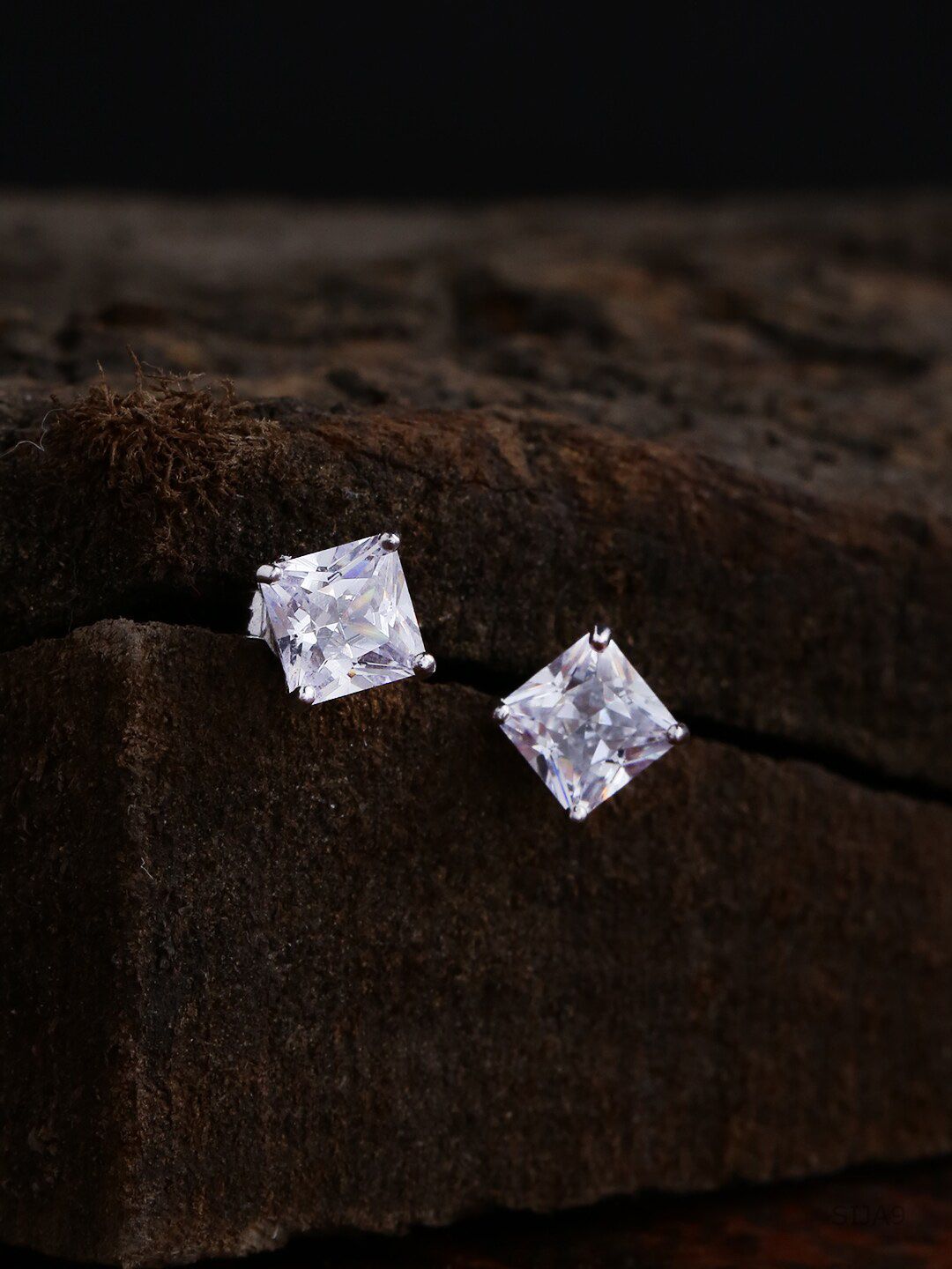 ADORN by Nikita Ladiwala Silver-Toned Square Studs Earrings Price in India