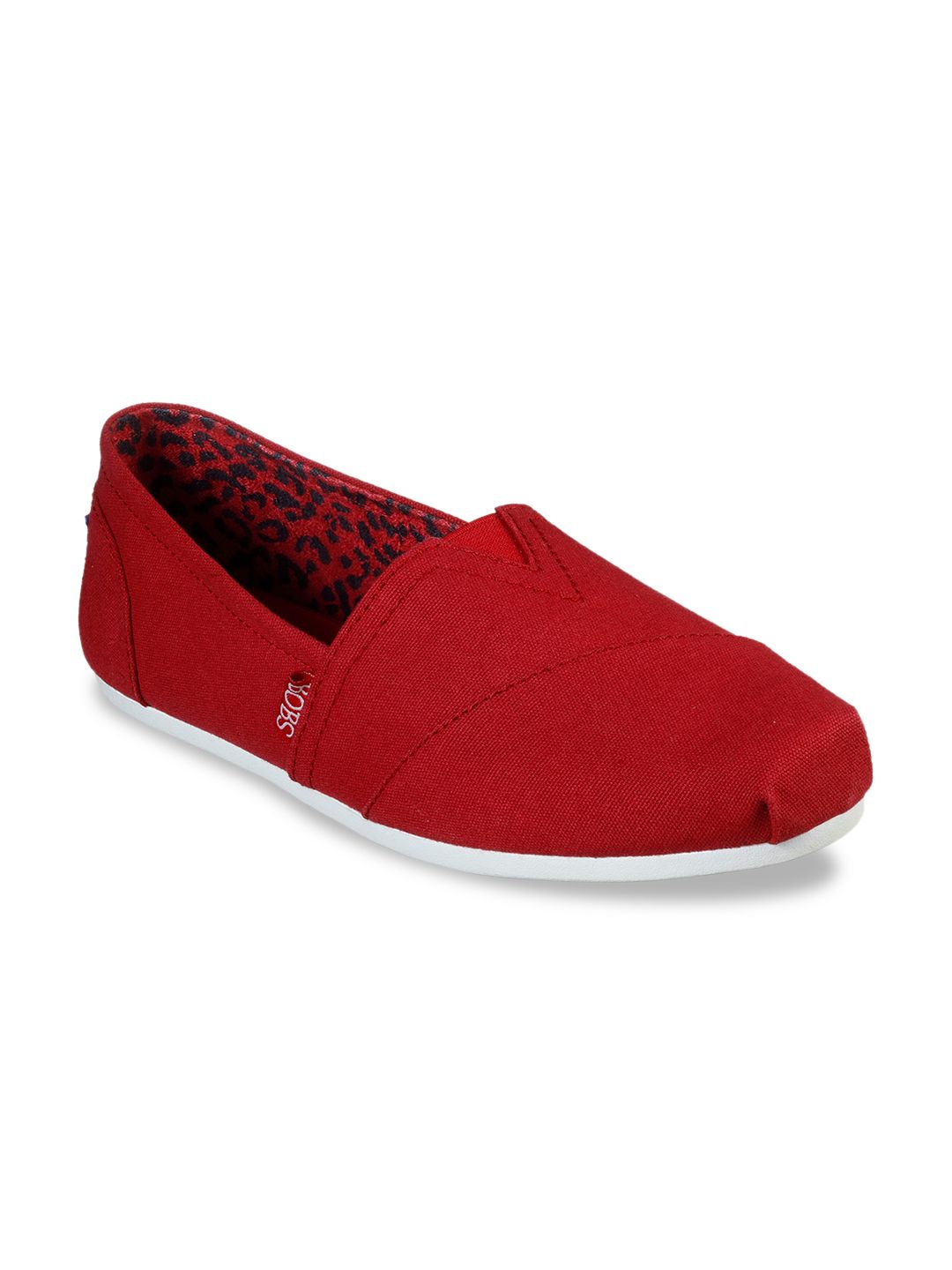 Skechers Women Red Textured Slip-On Sneakers Price in India