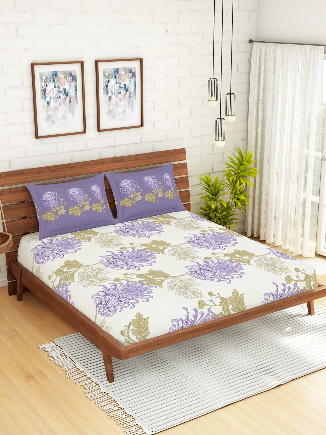 SPACES Unisex Purple Bedsheets Price in India