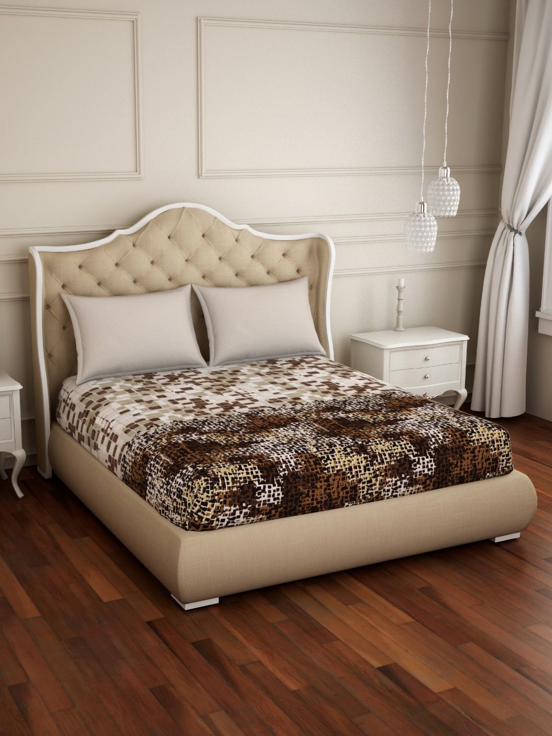 SPACES Unisex Brown Bedsheets Price in India