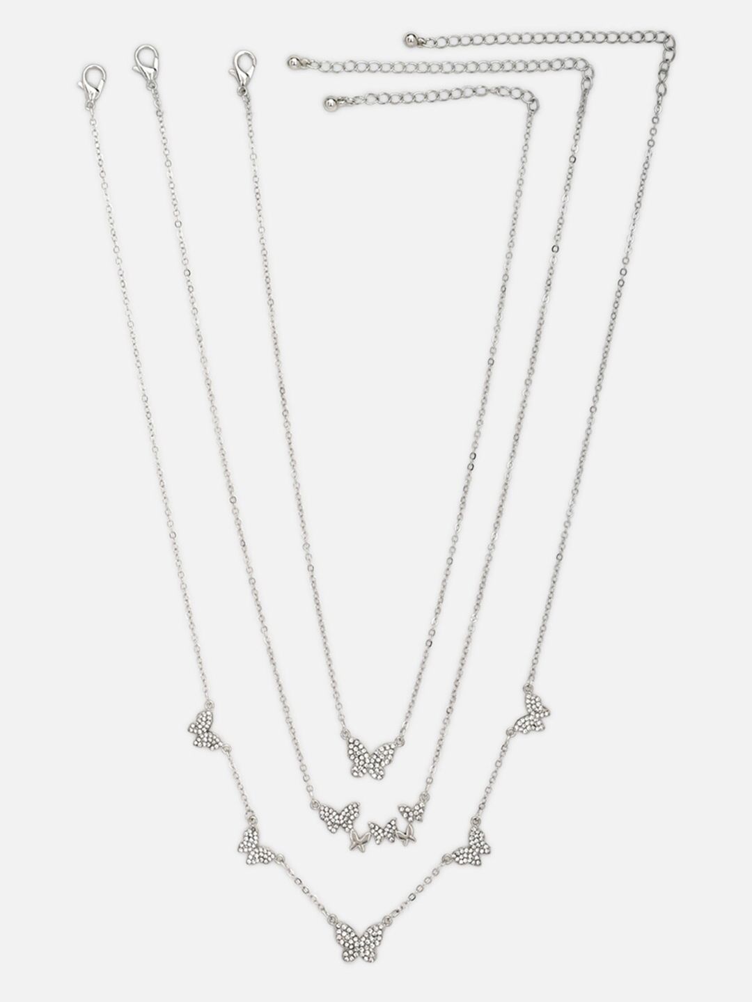 FOREVER 21 Set of 3 Silver-Toned Necklaces Price in India