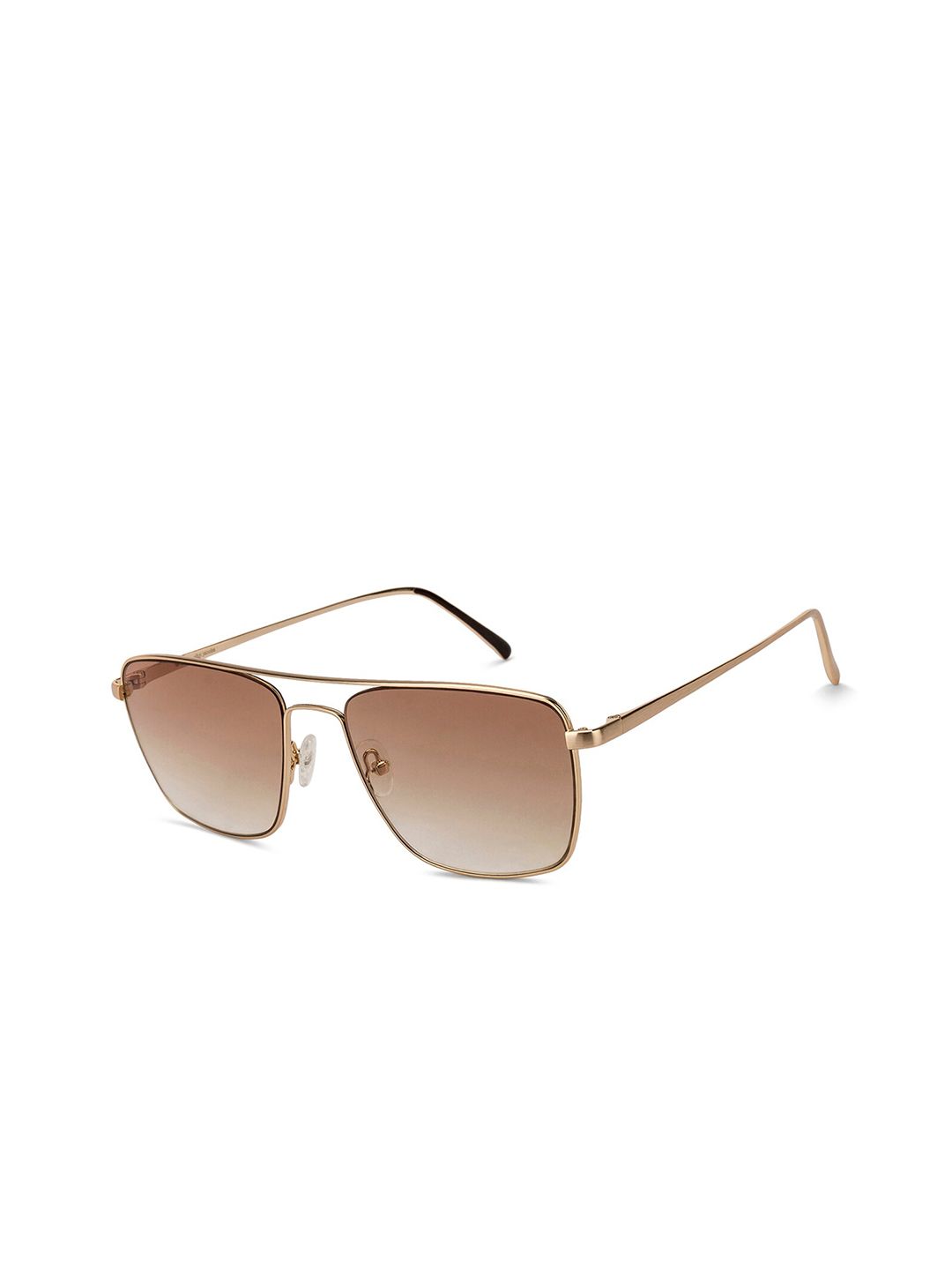 John Jacobs Unisex Brown Lens & Gold-Toned Square Sunglasses with UV Protected Lens