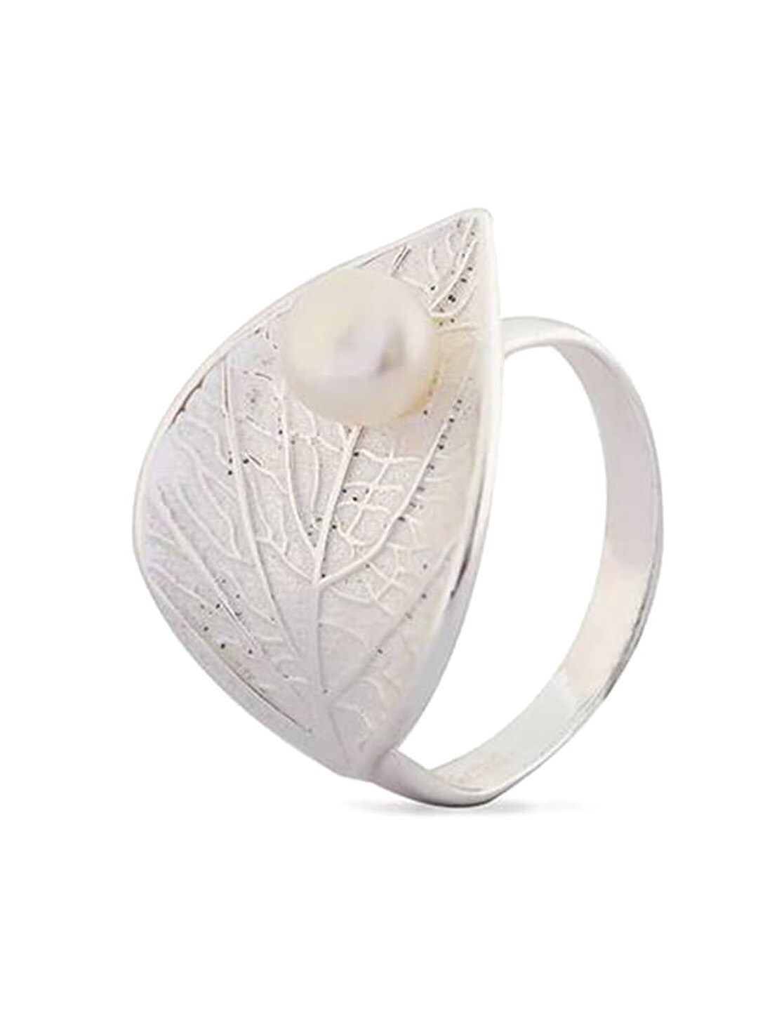 THE JEWEL FACTOR Silver-Toned Pearl Beaded Finger Ring Price in India