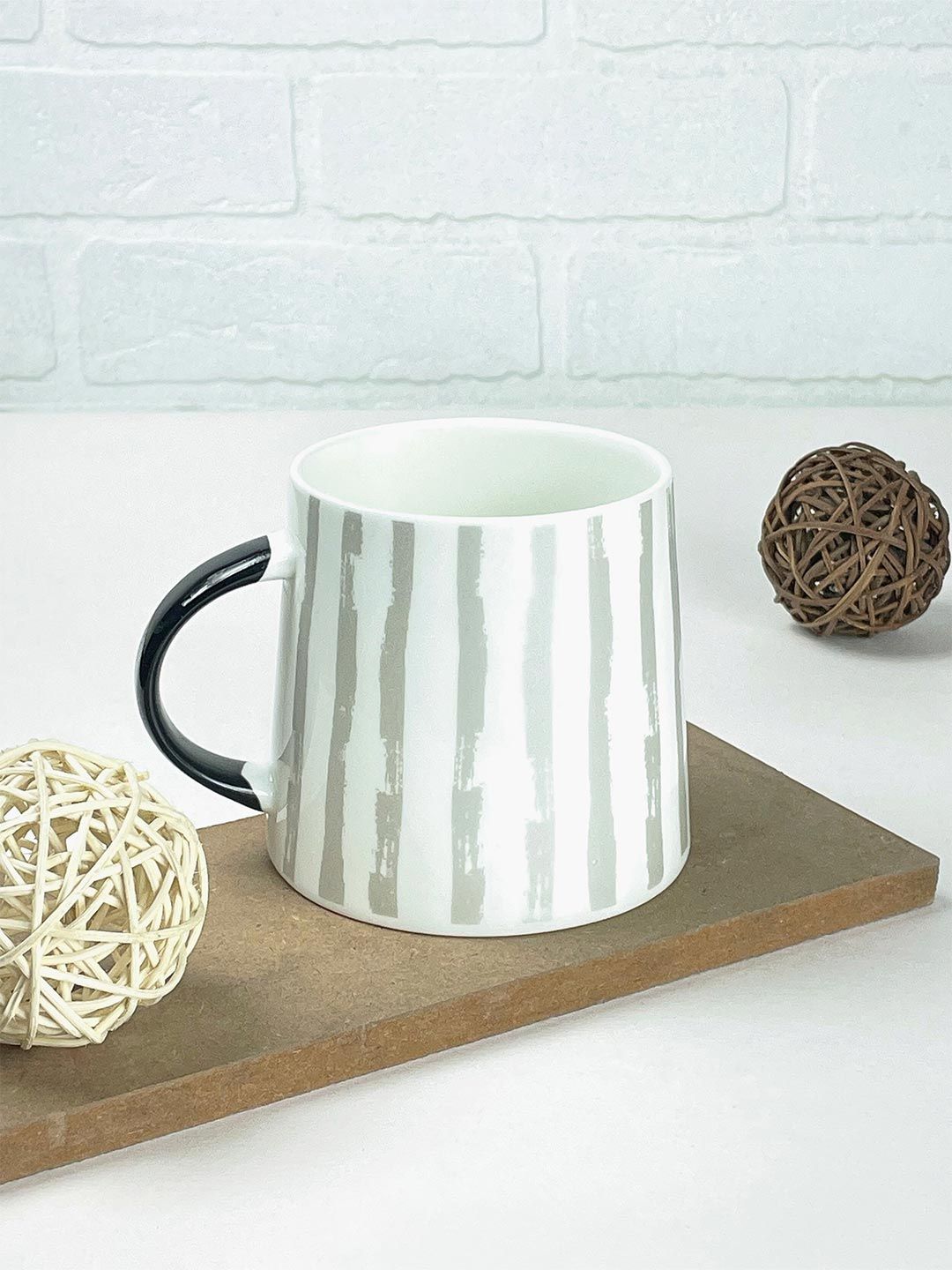 JCPL White & Grey Printed Ceramic Glossy Mugs Set of Cups and Mugs Price in India
