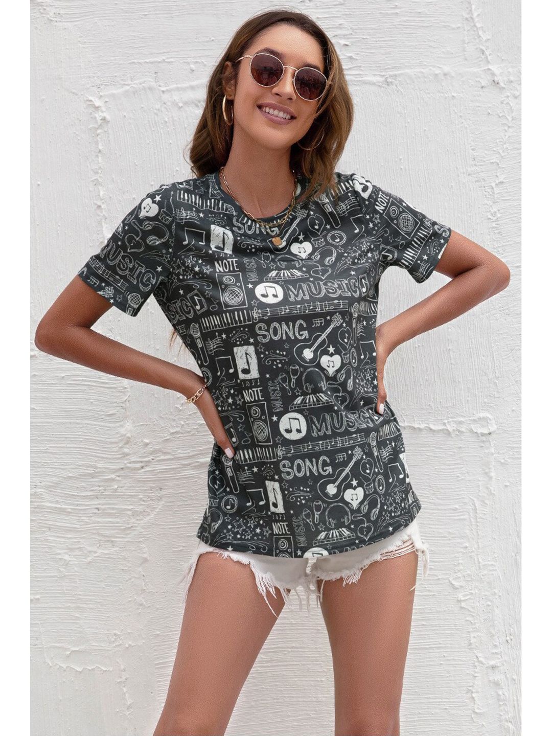 BoStreet Black Floral Print Top