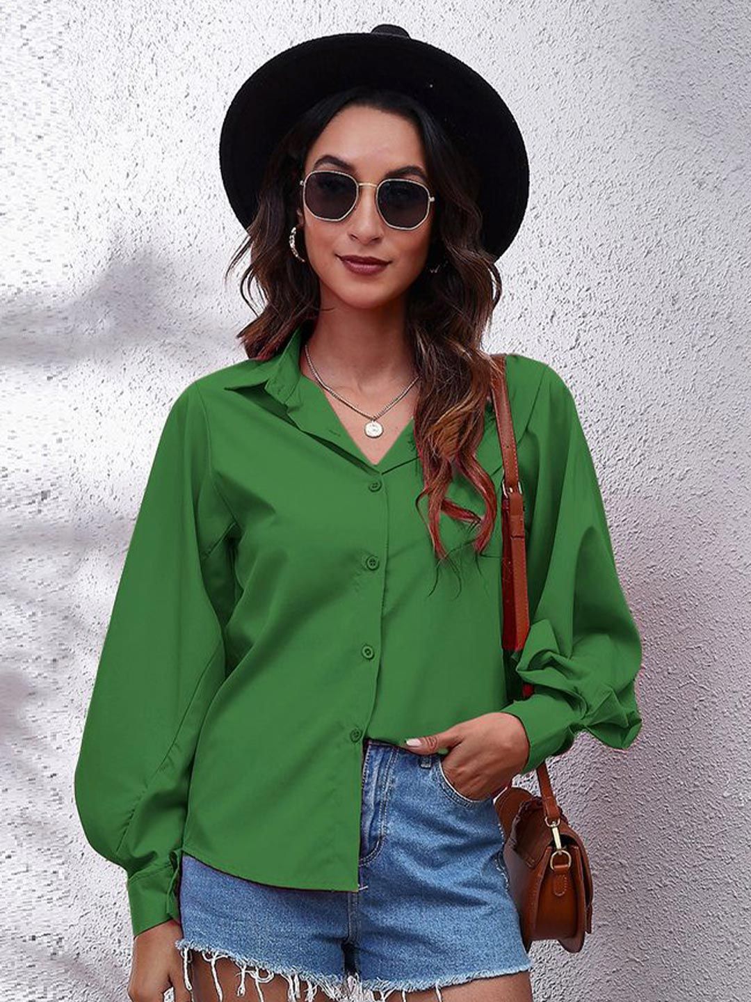 BoStreet Green Shirt Style Top
