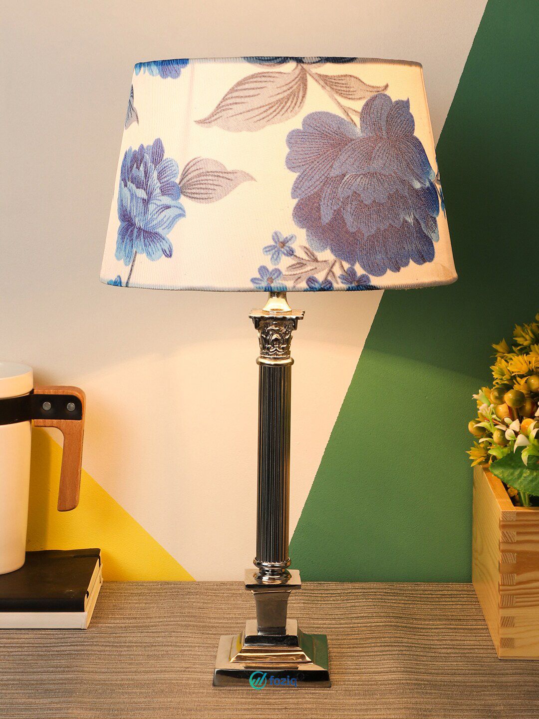 foziq Silver Metal Contemporary Table Lamp Price in India