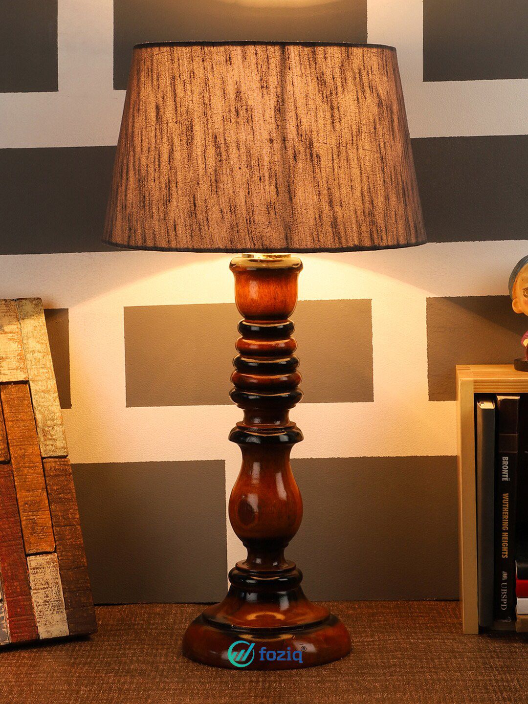 foziq Brown Solid Country Table Lamps Price in India