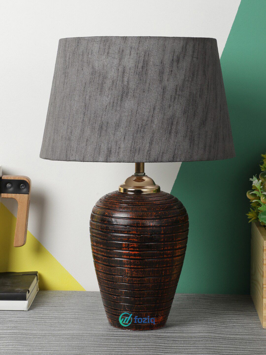 foziq Brown Crafted Table Lamps Price in India