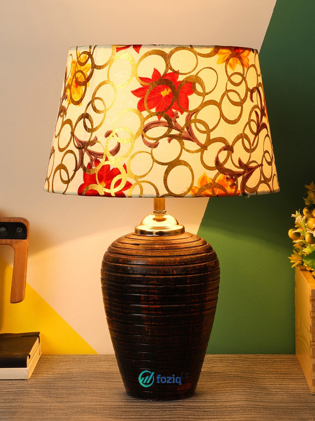 foziq Brown Terracotta Contemporary Table Lamp Price in India