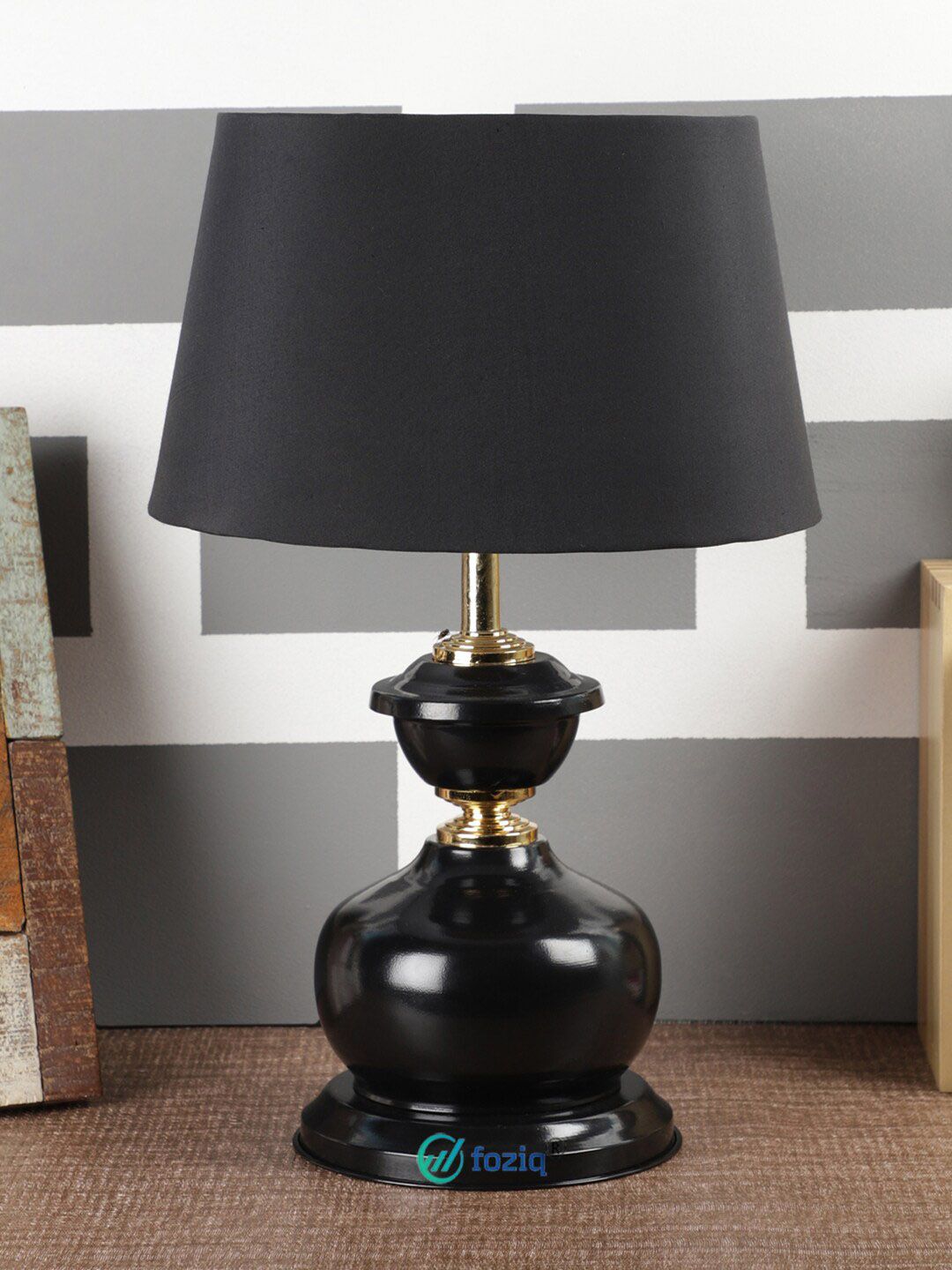 foziq Black Solid Table Lamps Price in India