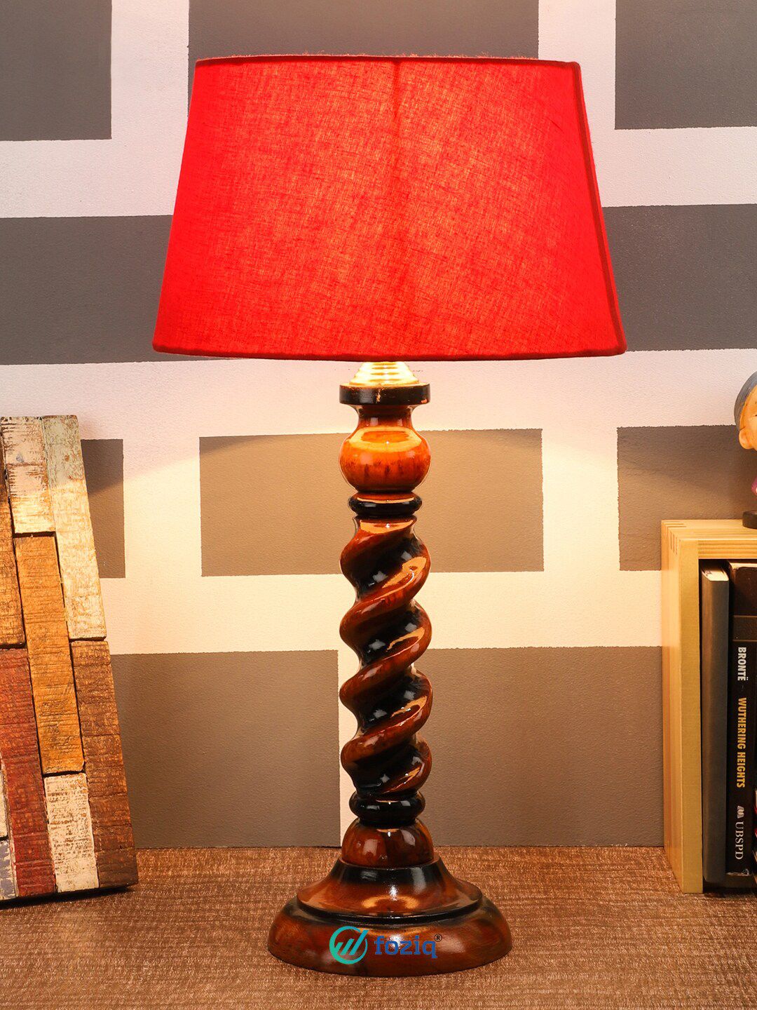 foziq Brown Table Lamp with shade Price in India