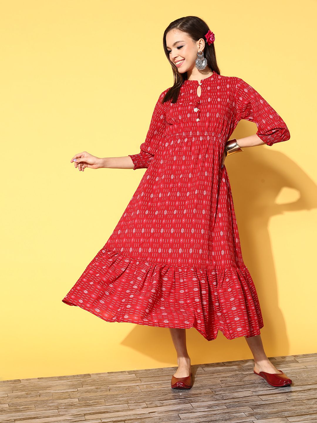 ZOLA Women Red Abstract Vacay Attire Price in India