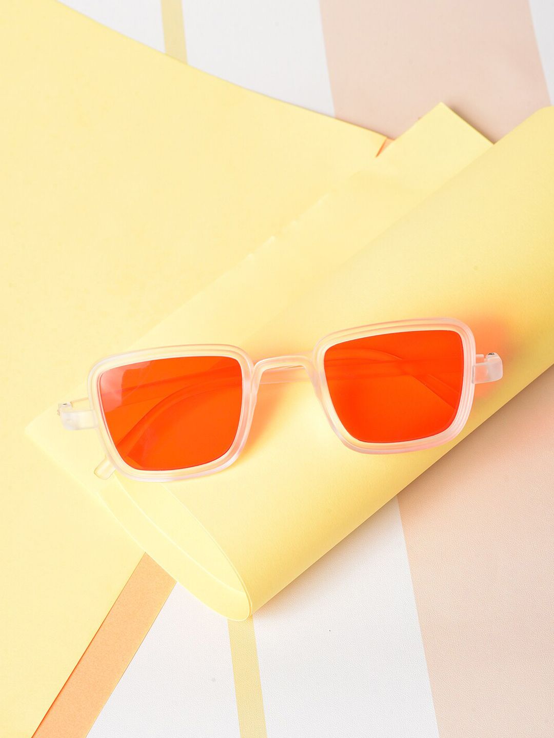 HAUTE SAUCE by Campus Sutra Unisex Orange Lens & White Wayfarer Sunglasses with UV Protected Lens