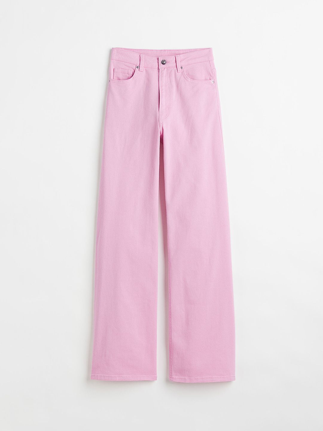 H&M Women Pink Wide Twill Trousers Price in India