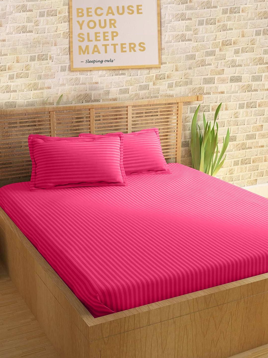 Sleeping Owls- because your sleep matters Unisex Pink Bedsheets Price in India